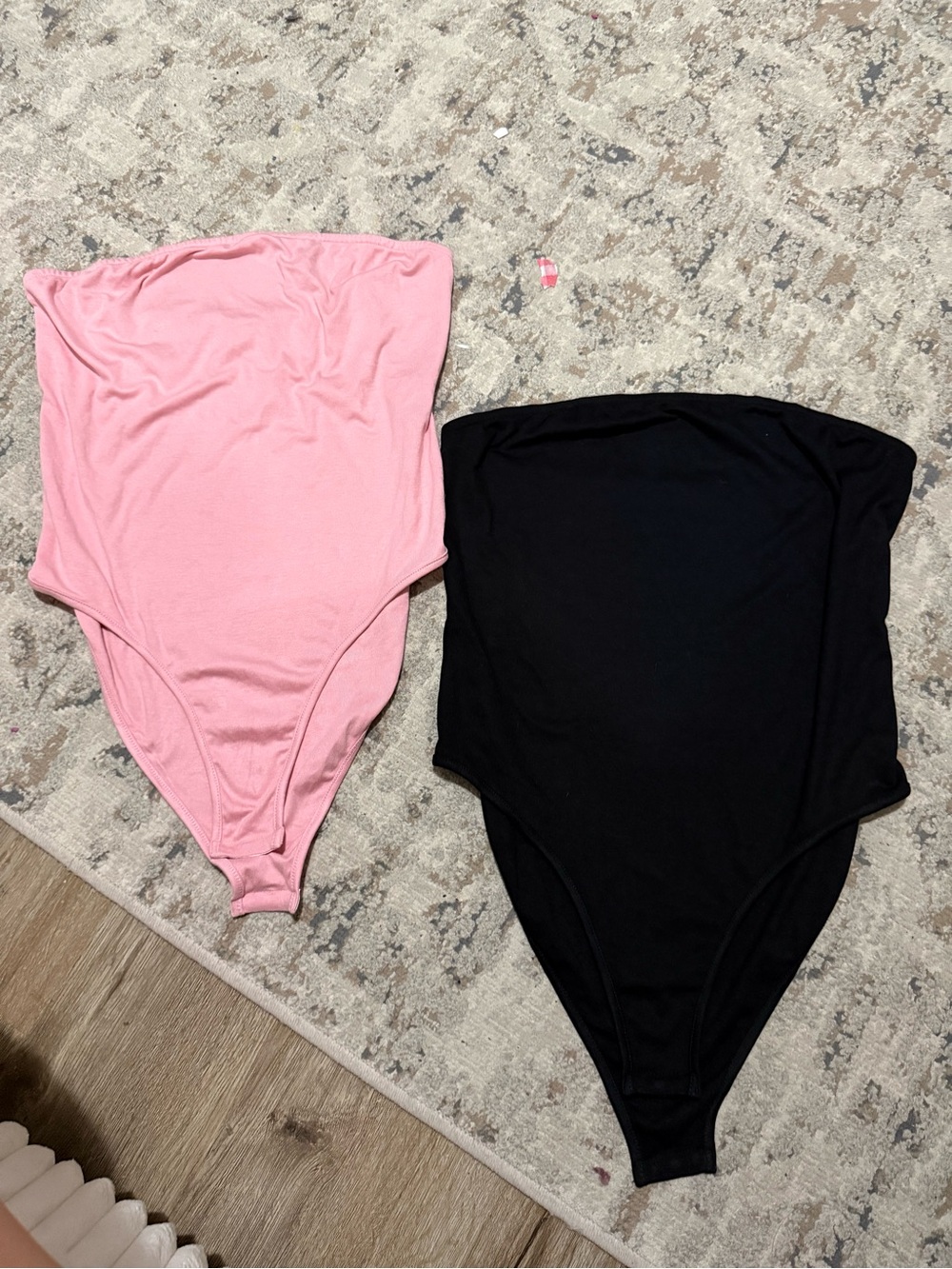 Strapless One-Piece Bodysuit - Pink and Black